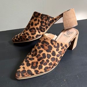 Cheetah-print mules by Beast Fashion. Worn only a handful of times!